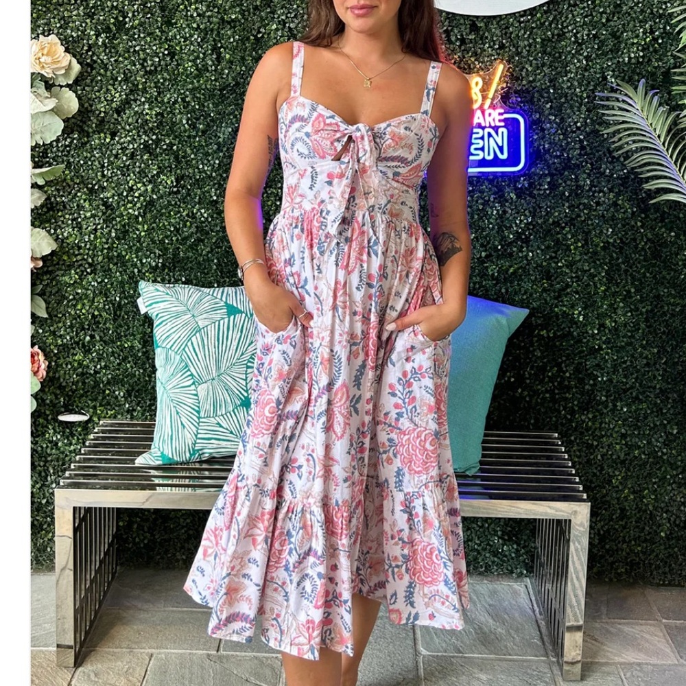 OLE Floral Pink and White Dress